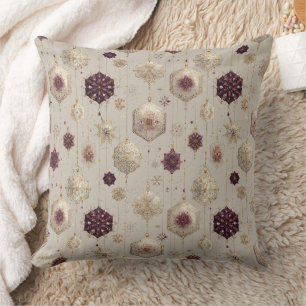 Cojín Decorativo Adornos Navideños Elegantes Vintage Ciruela Dorado