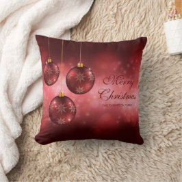Cojín Decorativo Adornos Navideños Festivos Rojos Con Texto Persona