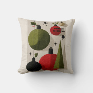 Cojín Decorativo Adornos Navideños Modernos de Mitad de Siglo Retro
