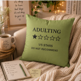 Cojín Decorativo Adulting 1/5 Estrellas No Recomendamos Divertido