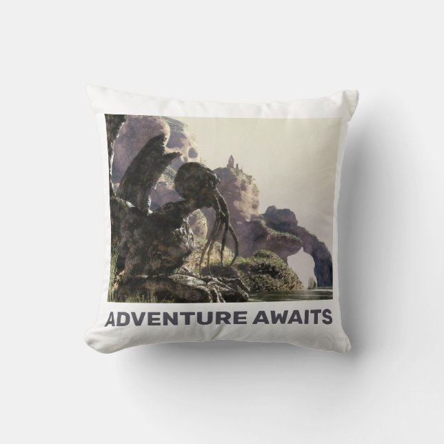 Cojín Decorativo Adventure Awaits. Fantasy landscape (Anverso)