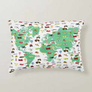 Cojín Decorativo Adventure Awaits World Map Vehicles
