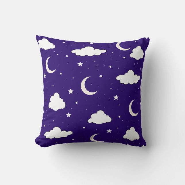 Cojín decorativo aéreo nocturno de la Luna y las E (Anverso)