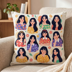 Cojín Decorativo Aesthetic retratos de mujeres del arte popular col