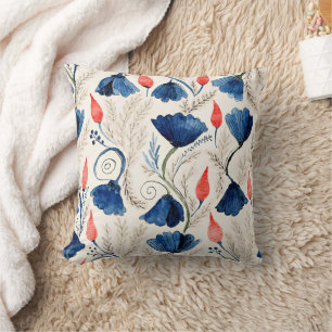 Cojín Decorativo Aesthetic Watercolor Patriotic Wildflowers