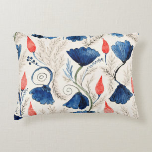 Cojín Decorativo Aesthetic Watercolor Patriotic Wildflowers
