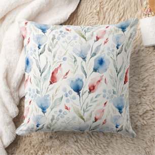 Cojín Decorativo Aesthetic Watercolor Patriotic Wildflowers