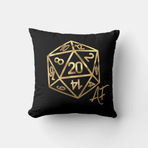 Cojín Decorativo AF Gold D20 Crit Dados del jugador de rol de mes