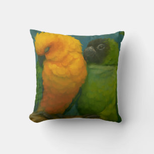 Cojín Decorativo Afecto tropical - loros en luz forestal