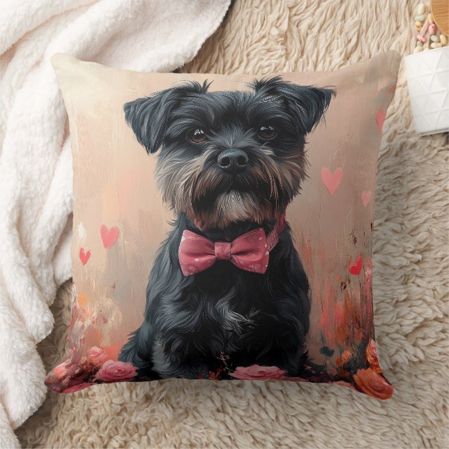Cojín Decorativo Affenpinscher con Rosas - El día de San Valentín (Manta)