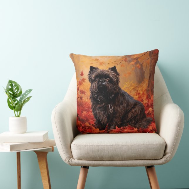 Cojín Decorativo Affenpinscher en hojas de otoño se inspira (Silla)