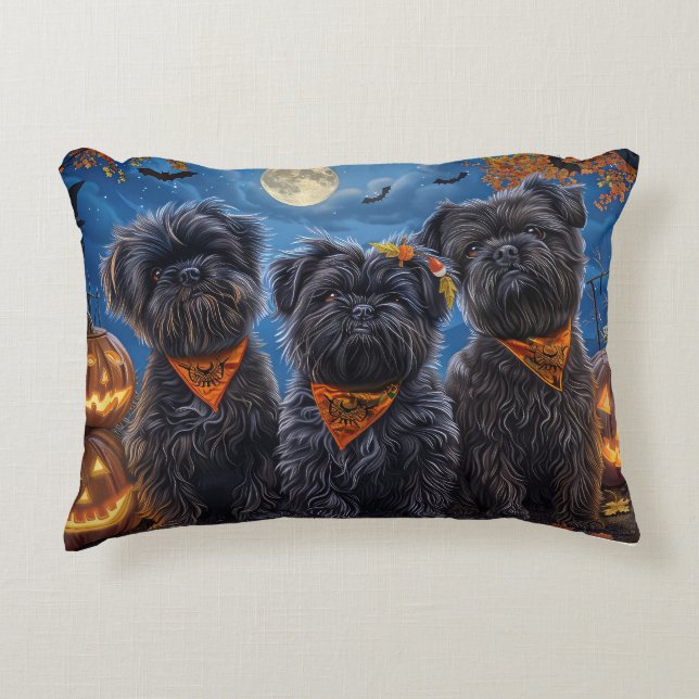 Cojín Decorativo Affenpinscher Halloween Spooky (Anverso)