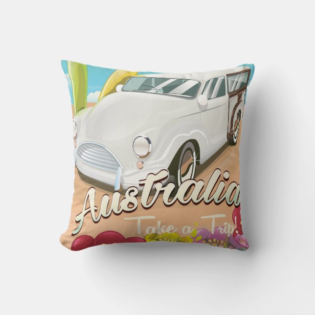 Cojín Decorativo Afiche australiano de viajes para surf (Anverso)
