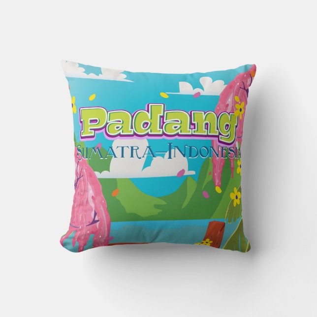 Cojín Decorativo Afiche de viaje de Padang indonesia (Anverso)