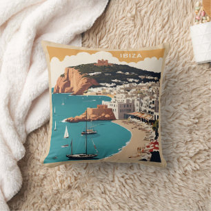 Cojín Decorativo Afiche de viajes de Ibiza, España