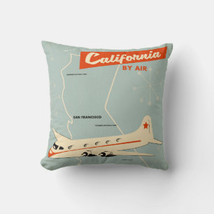 Cojín Decorativo Afiche de viajes "por aire" de California al estil