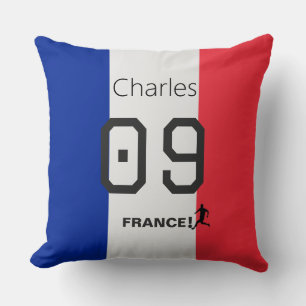 Cojín Decorativo Aficionado de fútbol con bandera francesa personal
