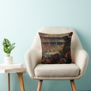 Cojín Decorativo Aficionados deportivos vintage en un estadio de bé