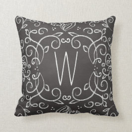 Cojín Decorativo Afiligranado blanco y negro de la pizarra del