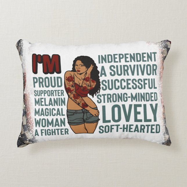Cojín Decorativo afirmaciones de mujeres negras cita de melanin que (Anverso)