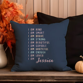 Cojín Decorativo Afirmaciones Positivas Para Mujeres Azul Personali