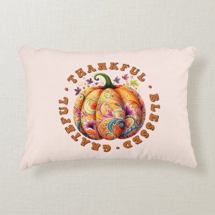 Cojín Decorativo Afortunada, bendecida calabaza floral