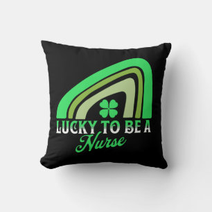 Cojín Decorativo Afortunada de ser enfermera Día de San Patricio