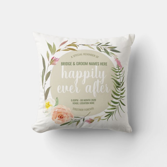 Cojín Decorativo Afortunadamente Después - Boda personalizado Bouqu (Anverso)