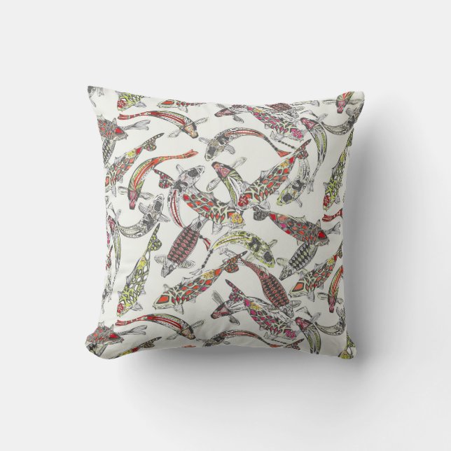 Cojín Decorativo afortunado koi off white (Anverso)