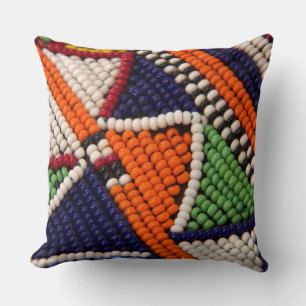Cojín Decorativo África, Kenia. Cuentas Tribales Maasai