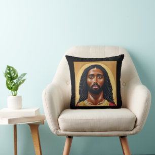 Cojín Decorativo África negra Jesucristo Arte Religioso