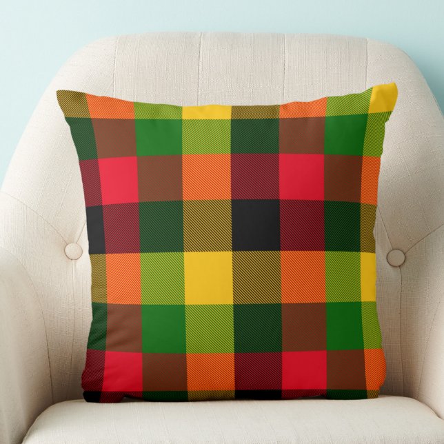 Cojín Decorativo  African Rasta Reggae Colours Plaid Pattern Design (Subido por el creador)