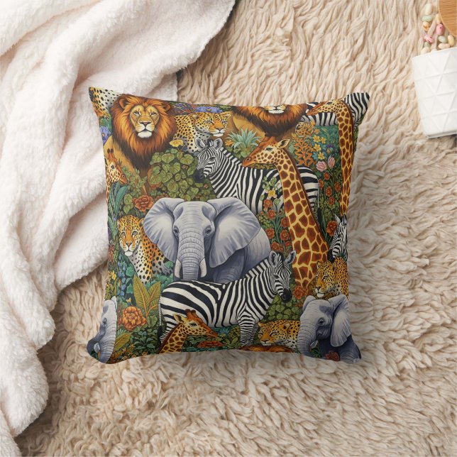 Cojín Decorativo AFRICAN SAFARI ANIMALS Throw Pillow (Manta)