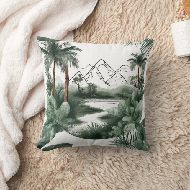 Cojín Decorativo Afrikanische Flusslandschaft mit Bergen, Auqarell (Manta)