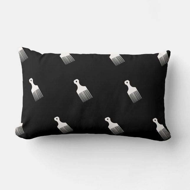 Cojín decorativo afro blanco y negro del peine (Anverso)
