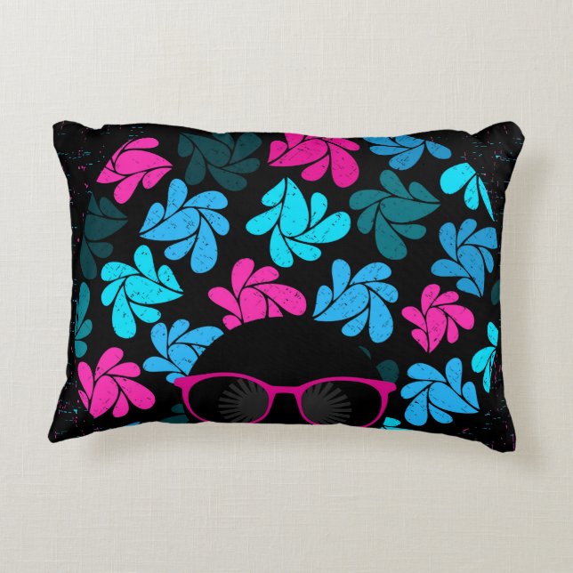 Cojín Decorativo Afrodiva Turquesa y Rosa Caliente (Reverso)