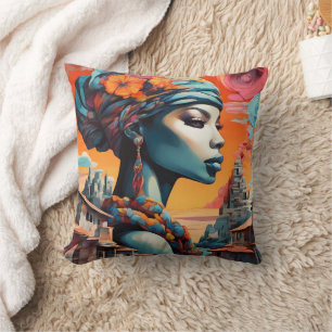 Cojín Decorativo "Afrofuturismo: Vibrantes sueños de herencia"