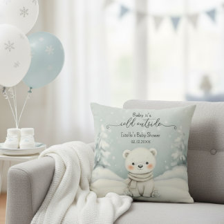 Cojín Decorativo Afuera Hace Frío Baby Shower de Género Neutro de I
