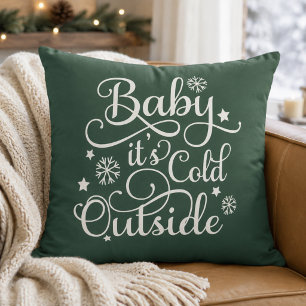 Cojín Decorativo Afuera Hace Frío Bebé Guión Verde Fiesta