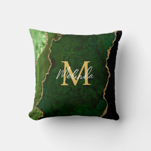 Cojín Decorativo Ágata de mármol verde y dorado