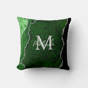 Cojín Decorativo Ágata de mármol verde y plata