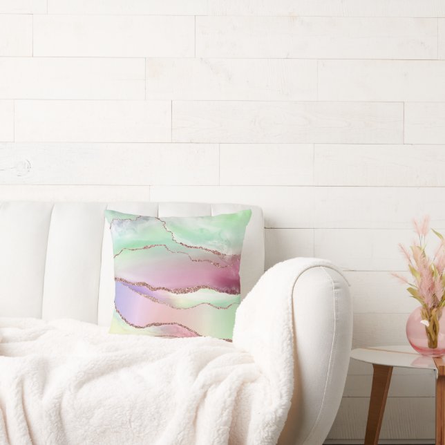 Cojín Decorativo Agate de sandía | Neo Mint Green y Cassis Pink (Sofá)