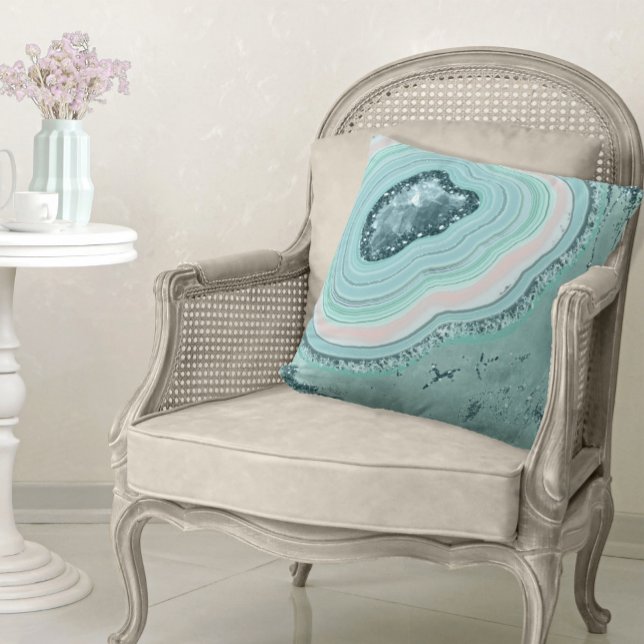 Cojín Decorativo Agate Geode Purpurina ID647 Verde azulado (Subido por el creador)