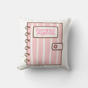 Cojín Decorativo Agenda Feminista Diseño de Libro Rosa Femi Femen