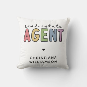 Cojín Decorativo Agente inmobiliario de nombre personalizado Rega