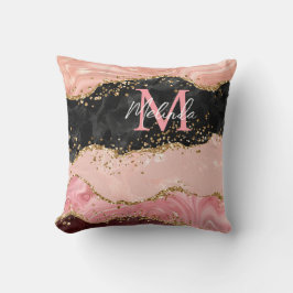 Cojín Decorativo Agitación de las secuencias negras y rosas