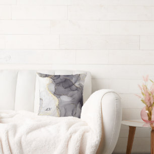 Cojín Decorativo Agitar la letra de nombre personalizada de mármol