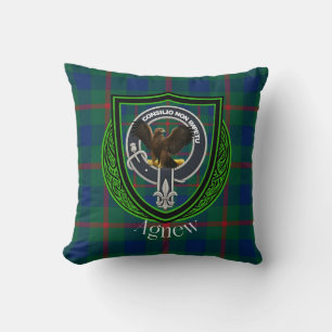 Cojín Decorativo Agnew Scottish Clan Tartán y Escudo