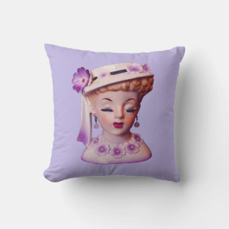 Cojín Decorativo Agradable Lady Head Vase Purple Flowers 1960 Doll