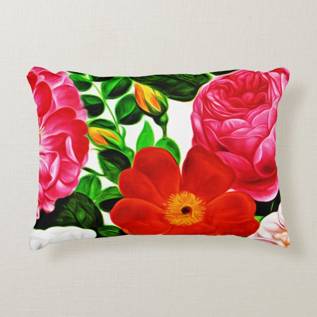 Cojín Decorativo Agradable Rosa Floral Bloom Rosa (Anverso)